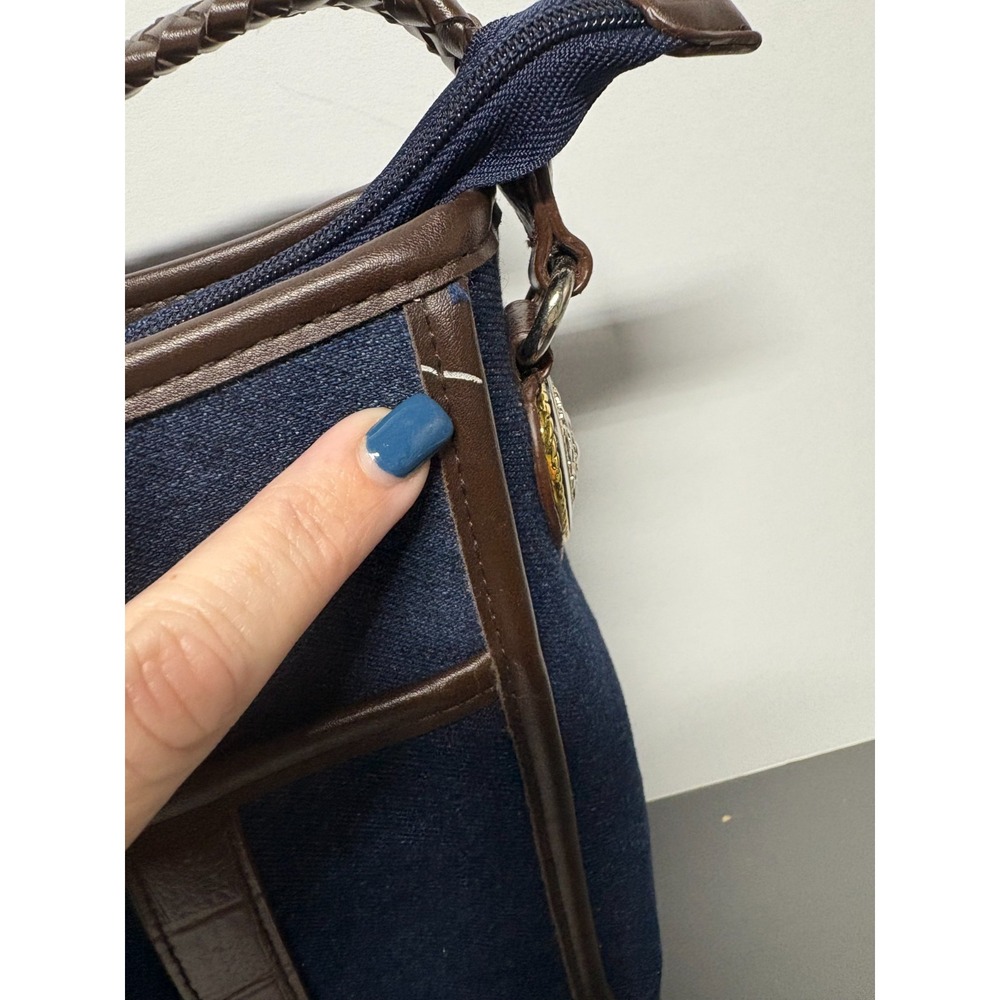 Marlo Blue Denim Leather Crossbody Bag Colorful Embroidered Heart Charm Brighton - Picture 5 of 16